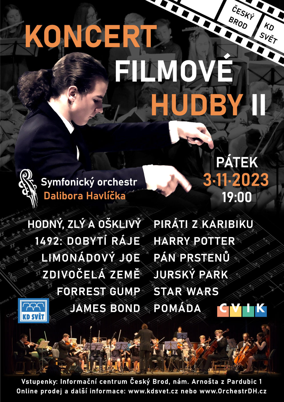 Koncert filmové hudby -Kulturní dům Svět, Krále Jiřího 332, Český Brod