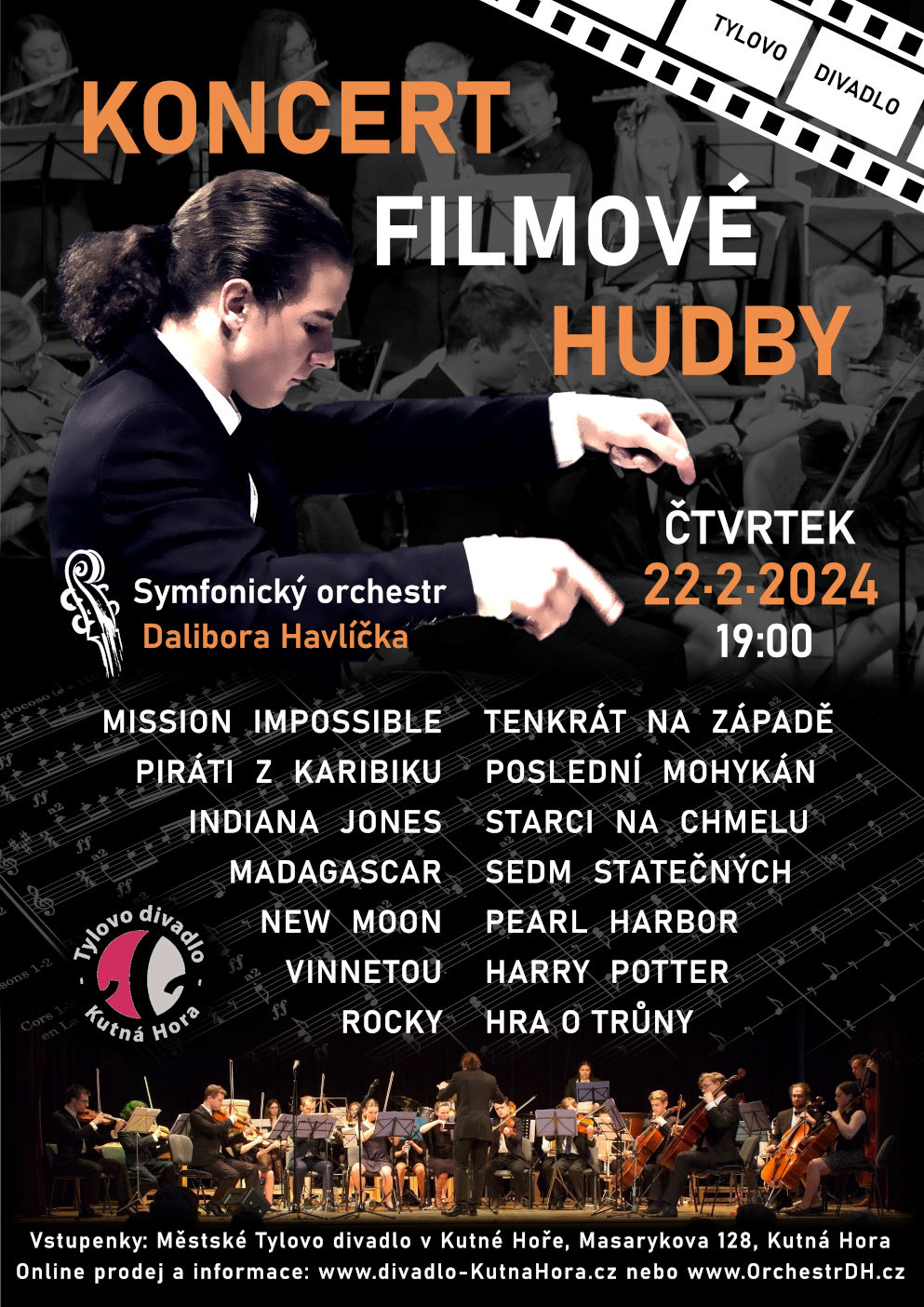 Koncert filmové hudby I - Kutná Hora -Městské Tylovo divadlo v Kutné Hoře, Masarykova 128, Kutná Hora