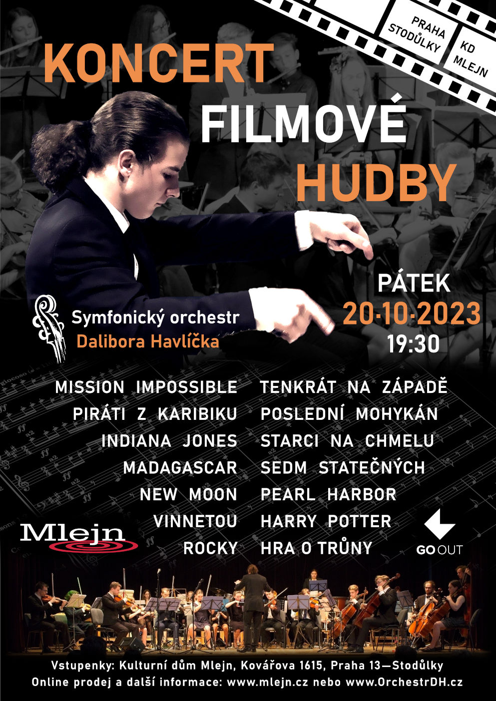 Koncert filmové hudby -Kulturní dům Mlejn, Kovářova 1615/4, Praha 13 - Stodůlky