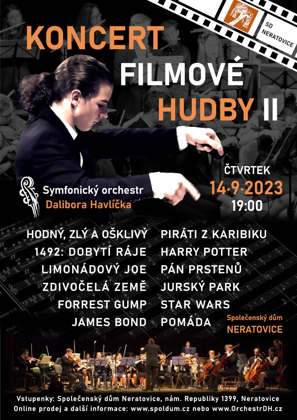 Koncert filmové hudby -Společenský dům Neratovice, nám. Republiky 1399, 277 11 Neratovice