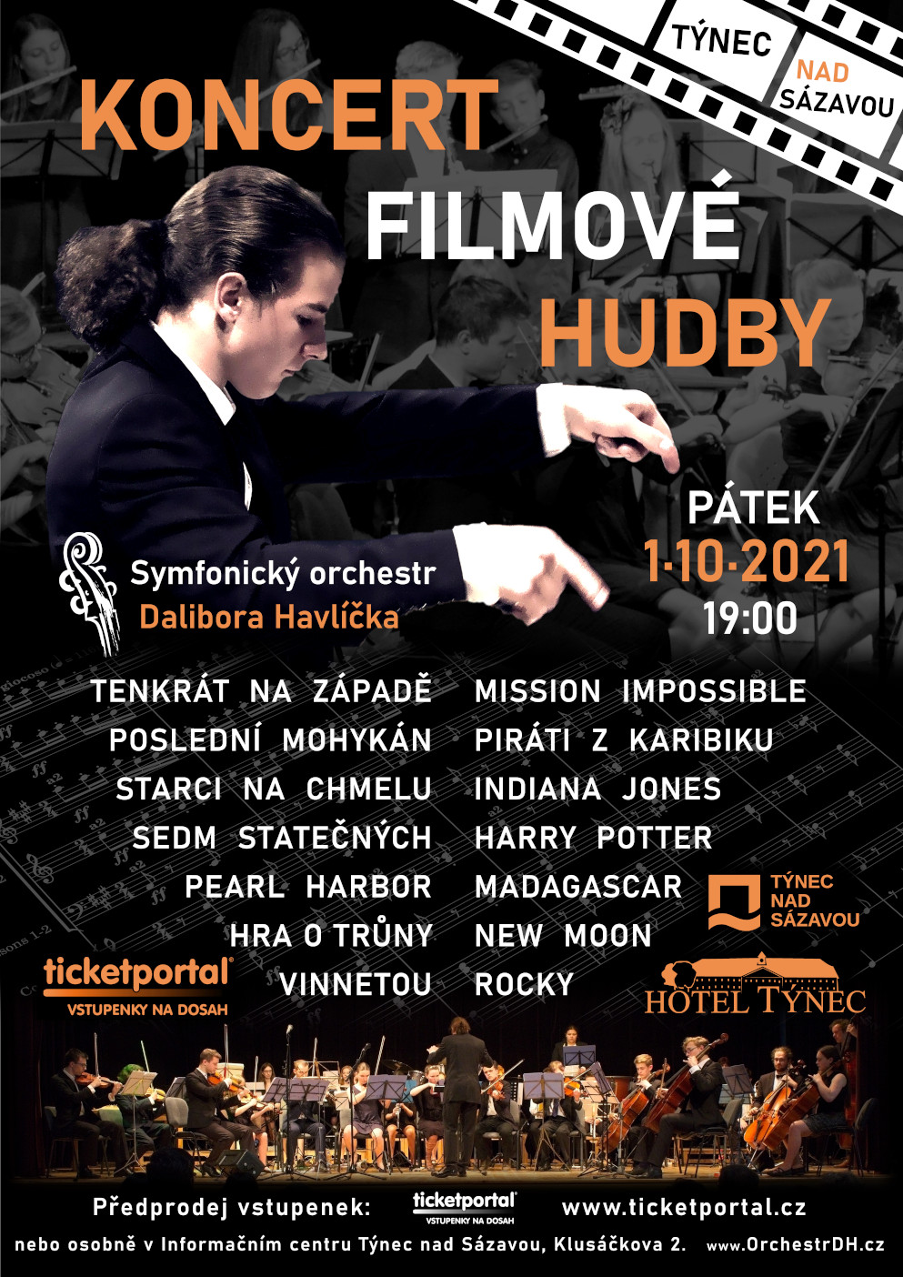 Koncert filmové hudby -Společenské centrum Týnec, Lusáčkova 2, Týnec nad Sázavou